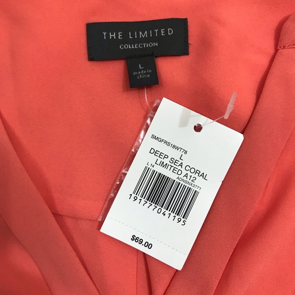 The Limited Two Pocket Zip Front Blouse - Coral -L - Picture 7 of 7